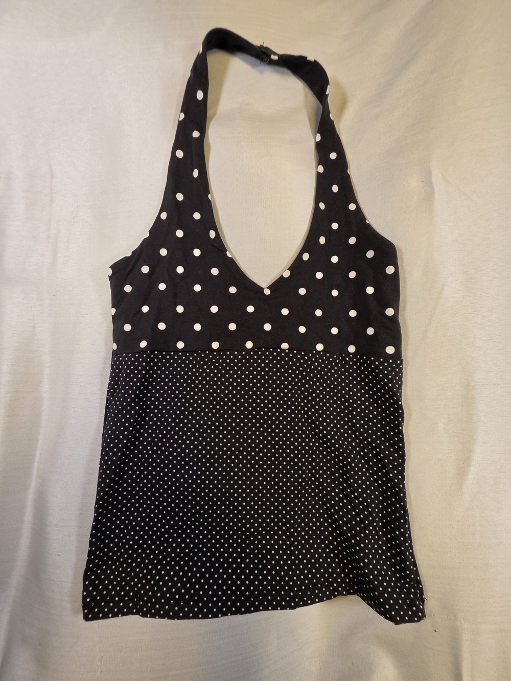 Black and White Polka Dot Halter Top - Brand Unknown